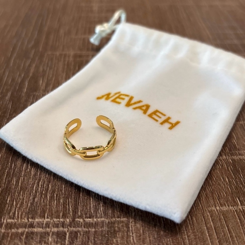 18k yellow gold-plated link ring & bracelet set - Picture 3 of 7